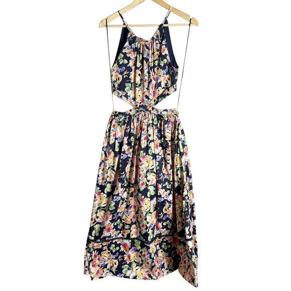 Something Navy Floral Cutout Sleeveless A-Line Midi Dress Size Small - Picture 6 of 15
